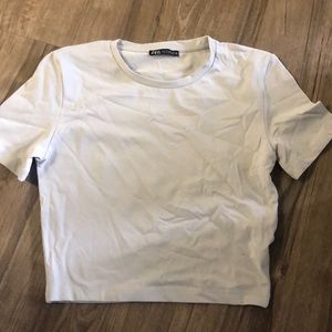 Zara crop grey top